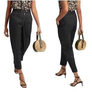Rebecca Minkoff 2 Black Caleigh Crop Pant 💯 Cotton P1